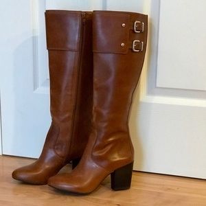 Antonio Melani Cognac Block Heel Boots—Size 7